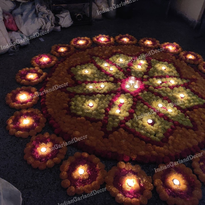 Beautiful Artificial Flower Rangoli Floral Handmade Etsy