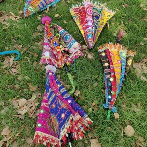 5 Pieces Lot Traditional Design Indian Wedding Umbrella Decoration Vintage Parasols Folding Canopy Handmade Embroidered Umbrella Christmas image 9