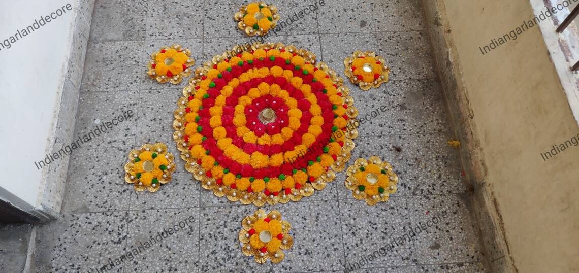 Beautiful Artificial Flower Rangoli Floral Handmade Etsy