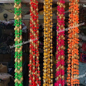 3 Fuß Länge Gota Balls Mit Pompom Bunte Wolle Quasten Strings Indische Dekoration Garten Kulissen Housewarming Bühnendekoration Girlanden
