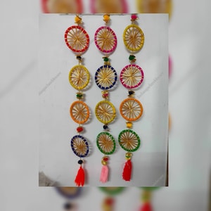 Livraison gratuite Bague en laine colorée Gota Flower avec cordes de pompon Guirlande de laine Décoration indienne PomPom Cordes avec glands Décor indien