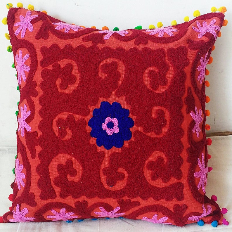 Indian Handmade Suzani Cushion Covers Decorative Pillow Cases Etsy