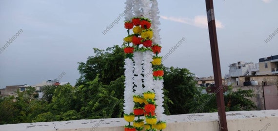 Lot De 6 Guirlandes De Jasmin Artificiel - 1,5 M Blanc - Décoration Porte, Mariage, Diwali, Fête - Fleurs Mogra En Plastique