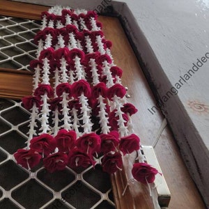 5 Strings Lot Lily Rose Flower Strings Indian Flower Garland Indian Decoration Pink Rose Flower Artificial Blossom Indian Wedding Decoration
