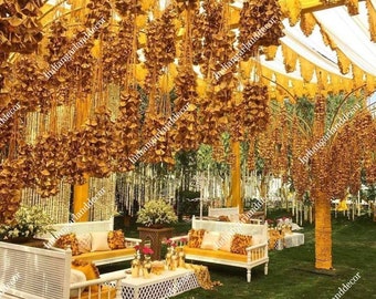 50 Bunches Of Gota Flower Tassels with Gota Lace Indian Decoration Gotta Strings Garden Backdrops Housewarming Flower Garlands Party Decor