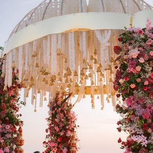 Artificial Jasmine Strings Flower Garland With Bells Indian Decoration Mogra Strings Artificial Blossom Indian Wedding Christmas Decorations