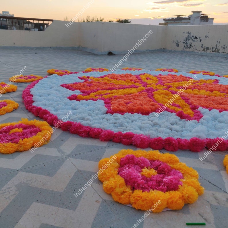 Beautiful Artificial Flower Rangoli Floral Handmade Etsy