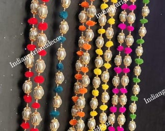 3 Feet Length Gota Balls With Pompom Colorful Wool Tassels Strings Indian Decoration Garden Backdrops Housewarming Stage Decoration Garlands