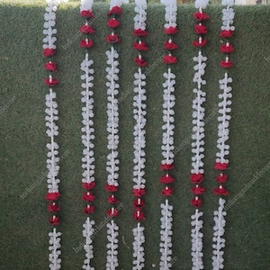 White Beautiful Mogra Strings of Indian Flower Garland Indian Decoration Mogra String With Rose Flower Artificial Blossom Indian Wedding