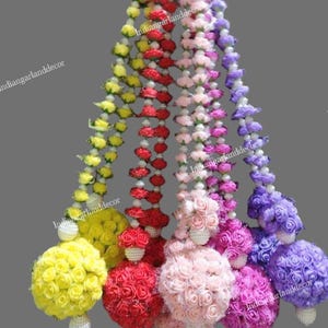 4 Inches Rose Kissing Balls Strings Tassels Colorful Backdrop Hanging Decoration Stage Flower Ball Wedding Decor Flower Door Toran Hanging