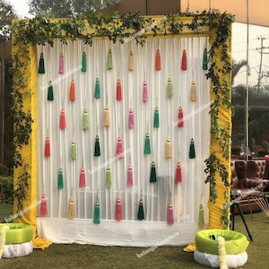 12 pollici dimensione di 10 nappa di seta colorata per corde sullo sfondo decorazione di nozze indiana giardino tema inaugurazione della casa decorazione ghirlanda