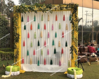 12 Inches Size Of 10 Colorful Silk Tassel For Backdrop Strings Indian Wedding Decoration Garden Theme Housewarming Stage Decoration Garland