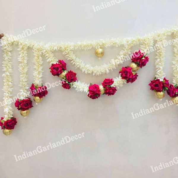 Décoration de mariage de 1,8 m de long, décoration indienne, fleur artificielle, fleur de toran, ficelles faites à la main, idées de décoration de Noël, cadeau pour elle, guirlande