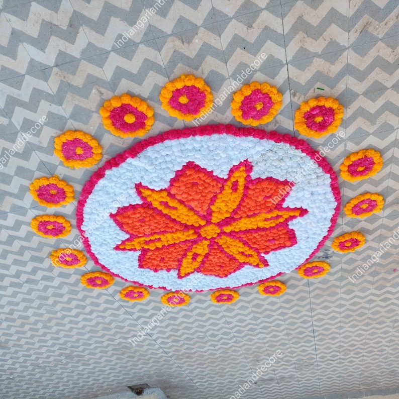 Beautiful Artificial Flower Rangoli Floral Handmade Etsy
