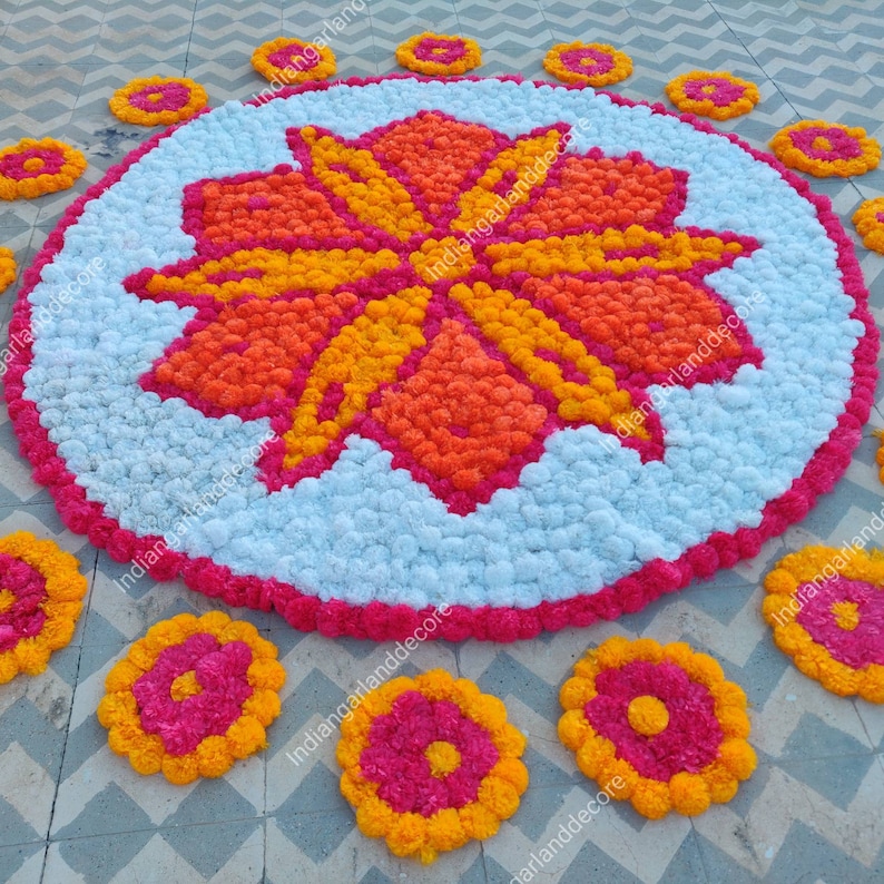 Beautiful Artificial Flower Rangoli Floral Handmade Etsy