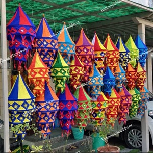 50 pcs of lampshades fabric lamps chandelier hanging jhoomer vintage christmas decoration Indian decoration decorative lanterns gift for her