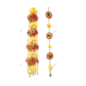 Livraison gratuite Bague en laine colorée Gota Flower avec cordes de pompon Guirlande de laine Décoration indienne PomPom Strings Lord Ganesha Décor indien