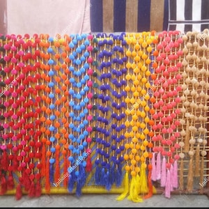 3 Feet Length Velvet Fabric Balls Colorful Silk Tassel Strings Indian Decoration Garden Ball Backdrops Housewarming Stage Decoration Garland