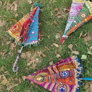 5 Pieces Lot Traditional Design Indian Wedding Umbrella Decoration Vintage Parasols Folding Canopy Handmade Embroidered Umbrella Christmas image 3