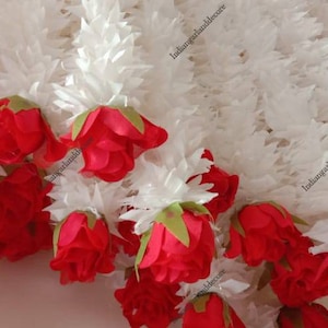 Artificial Jasmine Strings Flower Garland With Roses Indian Decoration Mogra Strings Artificial Blossom Indian Wedding Christmas Decorations