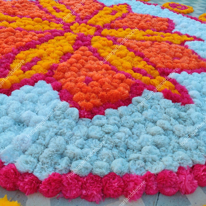 Beautiful Artificial Flower Rangoli Floral Handmade Etsy
