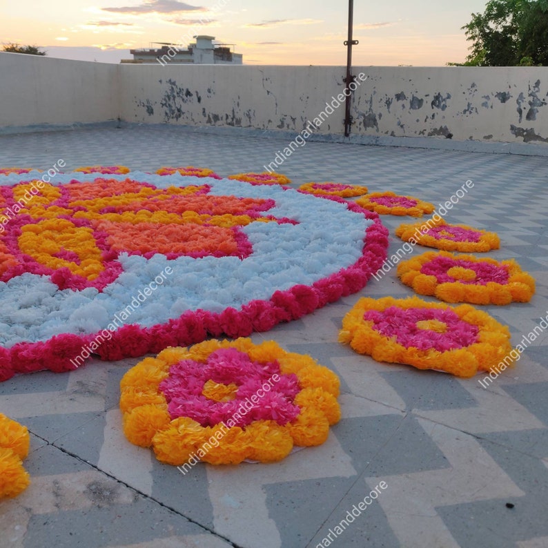 Beautiful Artificial Flower Rangoli Floral Handmade Etsy