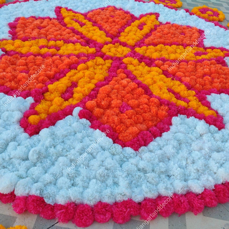 Beautiful Artificial Flower Rangoli Floral Handmade Etsy