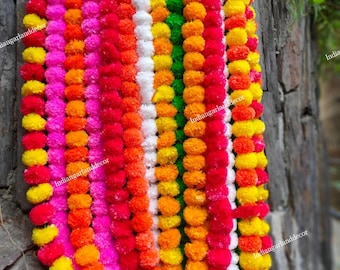 20 ficelles de guirlande de fleurs de souci artificielles indiennes Genda ficelles de décoration de mariage de souci réaliste Haldi Mehndi
