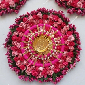 Bellissimo fiore artificiale Rangoli floreale fatto a mano centrotavola fiore di carta con anello Diwali idee di decorazione per porte portacandele articoli unici