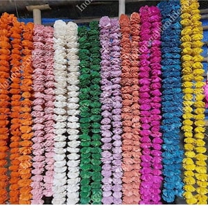Ghirlanda di fiori di calendula in legno di Shola, lunghezza 5 piedi, decorazione indiana, fiore artificiale, carta da matrimonio, fiore di gelsomino, Corkwood Sola