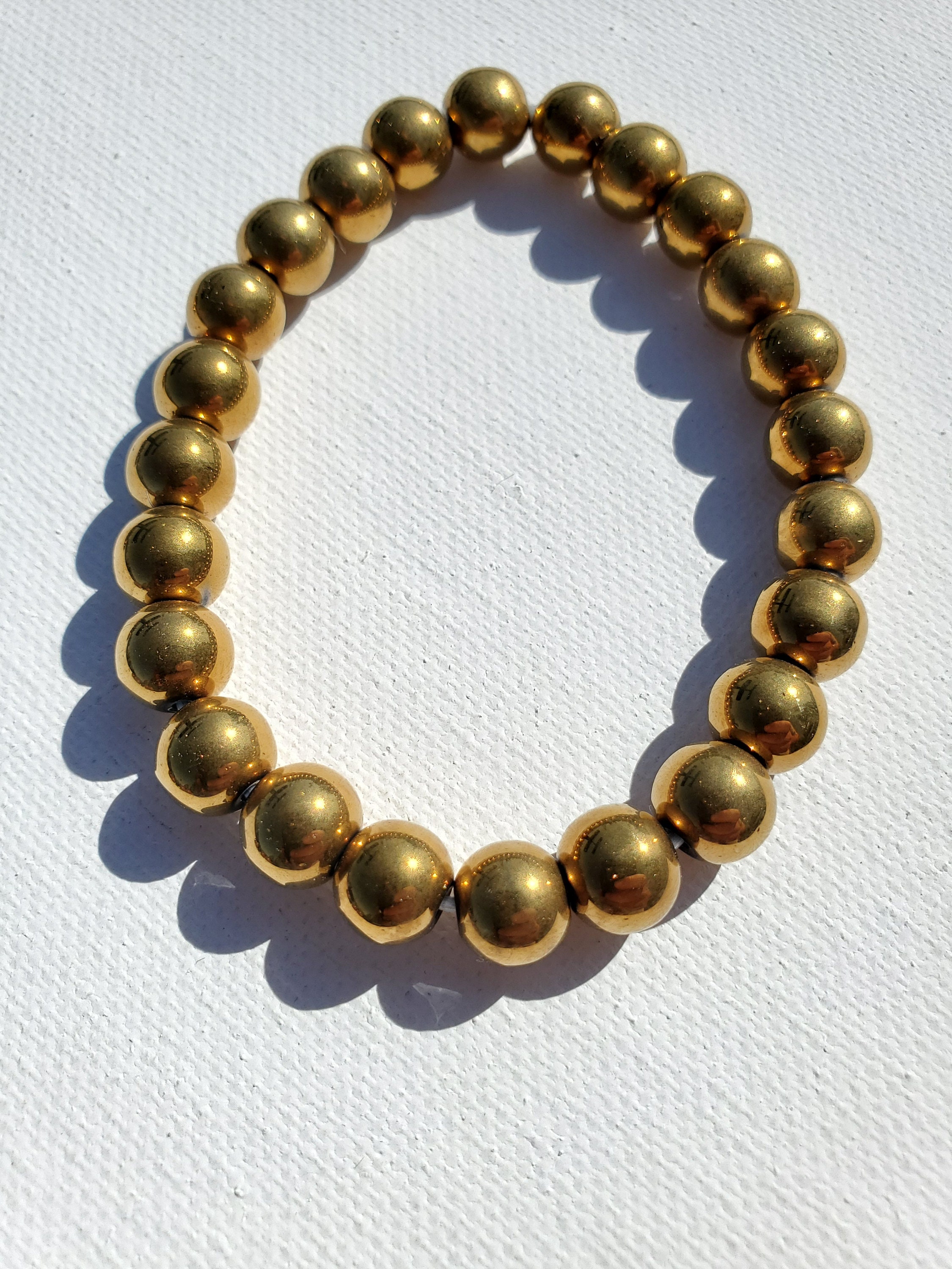 Gold Bead Stretch Bracelet Etsy