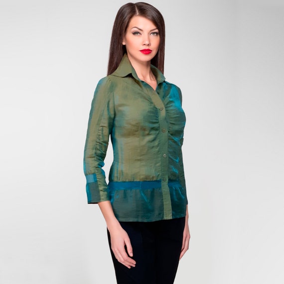 green organza top