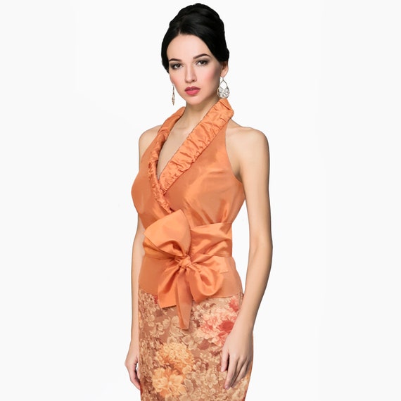 formal wrap blouse