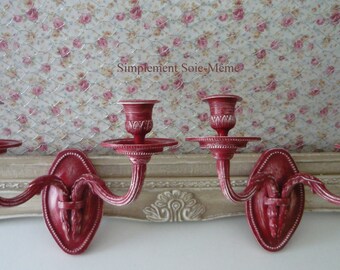 Wall Sconce candle holder red patina