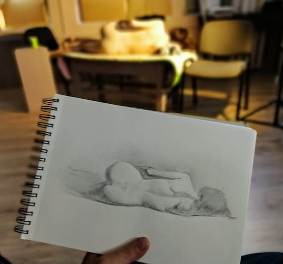 Custom Nude Figure Drawing to Order From Your Personal Photos//Pics Original Art