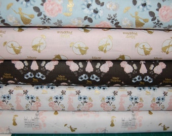 DISNEY METALLIC CRAFT COTTON FABRIC MARY POPPINS