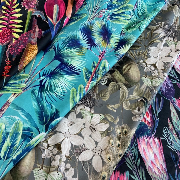 Floral Velvet Fabric Etsy UK