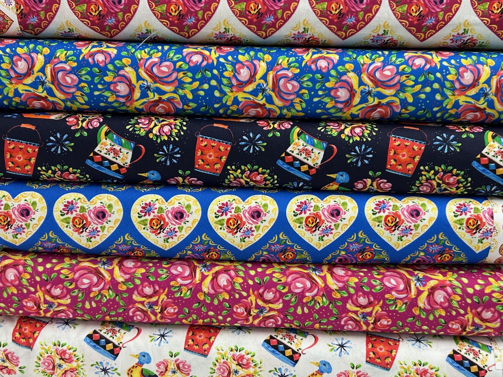 Tissu Demi-mètre Debbie Shore - Collection Jardin De Chalet - Motif Poulets