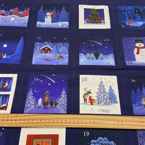 Lewis & Irene Tomten's Forest Friends Christmas Pocket Advent Calendar Panel 100% Cotton Fabric Kit Project Hare Fox Santa image 3