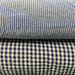 Blue and White Seersucker Cotton Fabric -  UK