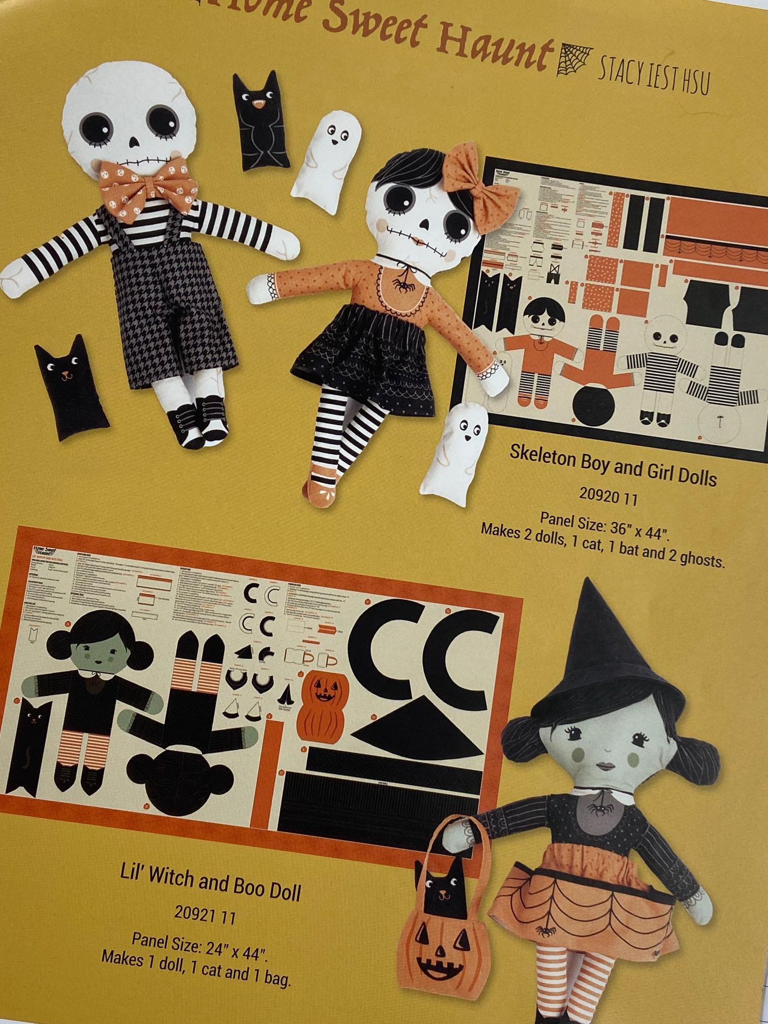 Home Sweet Haunt Halloween Doll Fabric Panel by Stacy Iest Hsu for Moda Cotton Sewing Project