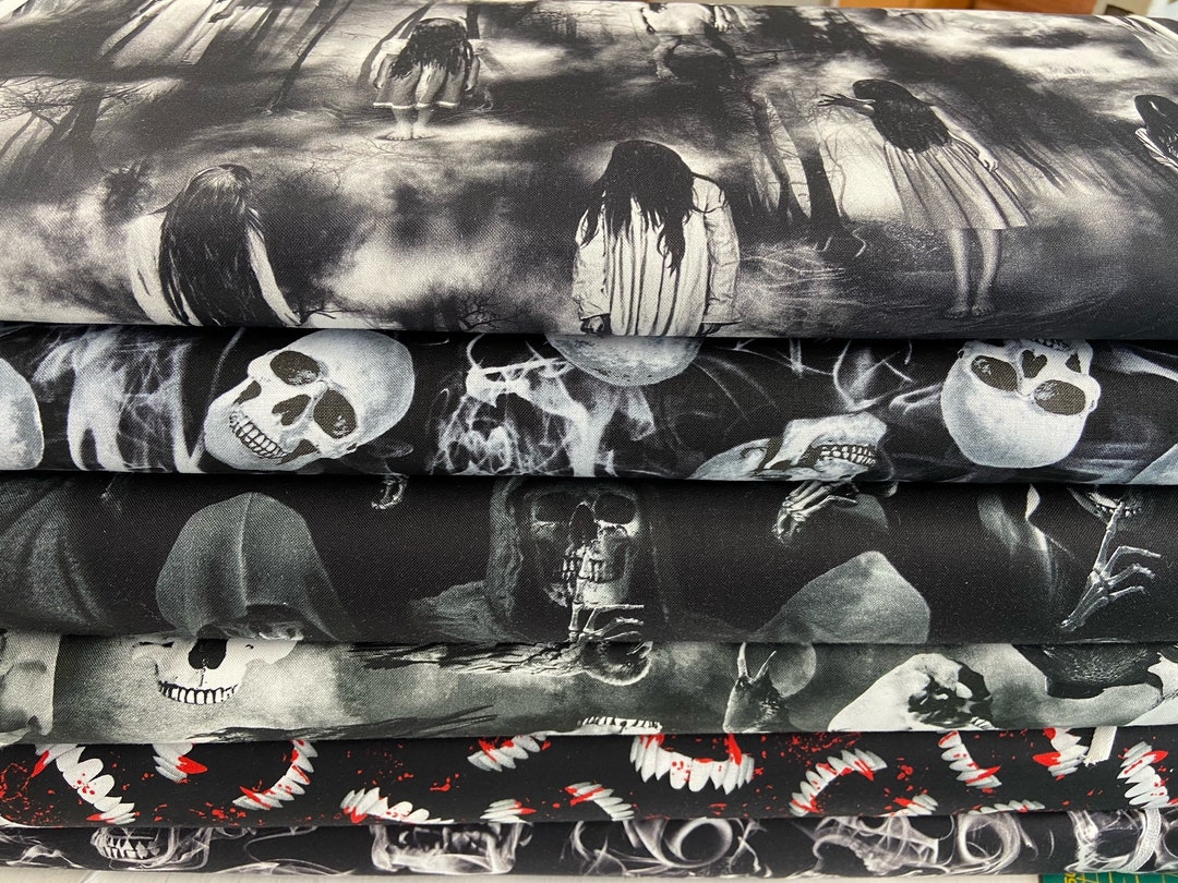 Timeless Treasures Wicked Black Cotton Fabric by 1/4 Metre OR Panel ...