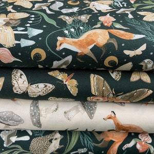 Rae Ritchie for Dear Stella The Fae Fairy Fantasy Woodland 100% Cotton Fabric by the 1/4 Metre* Fox Mushroom Toadstool Owl Moth Faerie