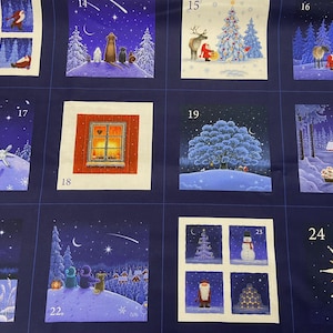 Lewis & Irene Tomten's Forest Friends Christmas Pocket Advent Calendar Panel 100% Cotton Fabric Kit Project Hare Fox Santa image 1