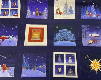 Lewis & Irene Tomten's Forest Friends Christmas Pocket Advent Calendar Panel 100% Cotton Fabric Kit Project Hare Fox Santa