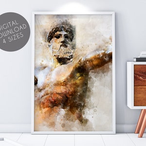 Zeus the God of Thunder, a Digital Printable Wall Art Print as Instant Download