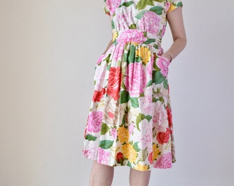 Peony Hydrangea floral botanical dress romantic dress