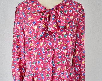 mazenta abstract bow blouse Kawaii Showa Japanese vintage