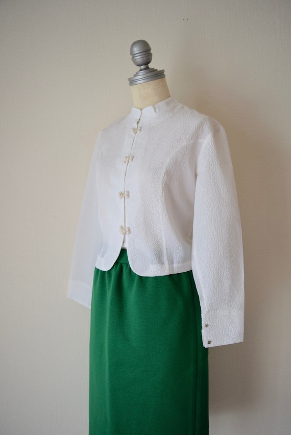 XXS XS Chinese Blouse White Chinese blouse Cropped