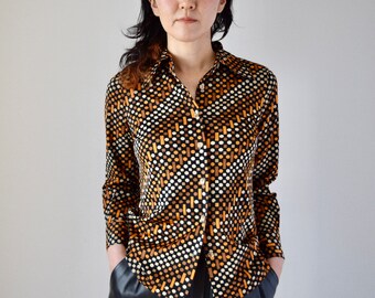 retro 70s poly blouse